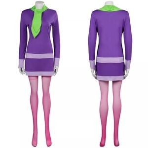 Sccoobyy Daphne Blake Cosplay Costume Outfits Christmas Carnival Women Dress Tie